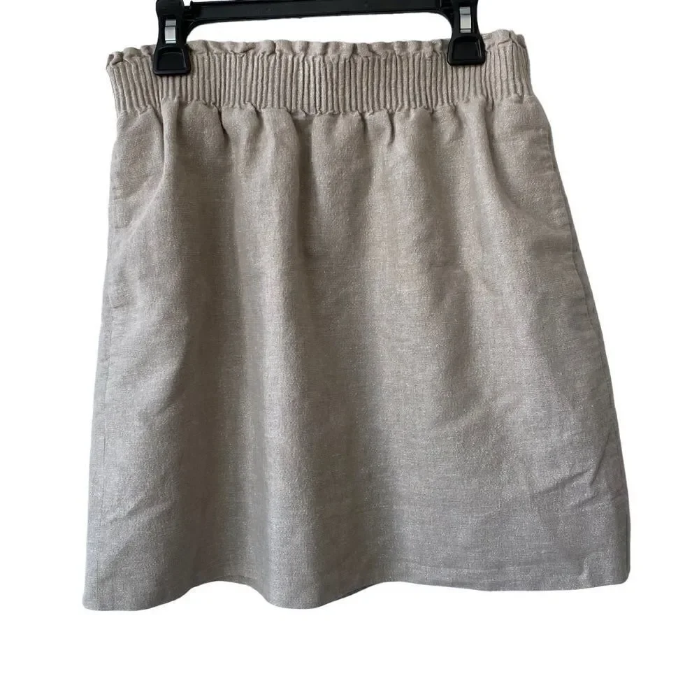 J. Crew Cream Silver Metallic Mini Skirt With Pockets